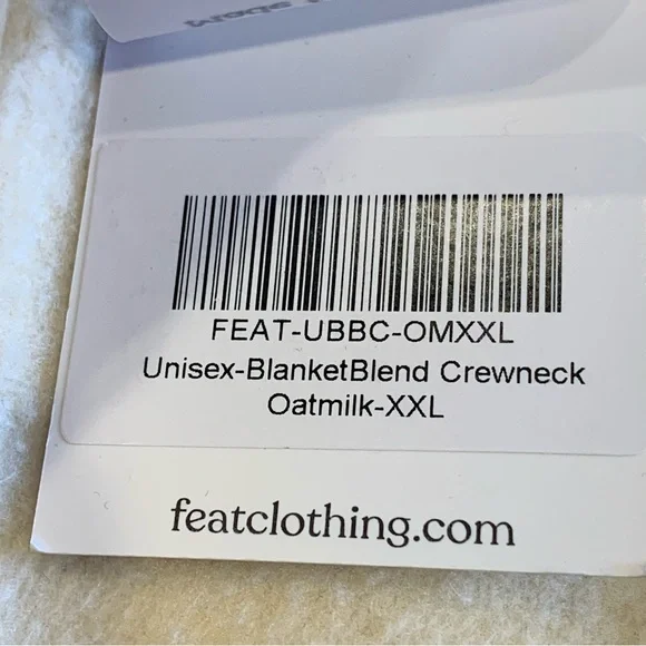 FEAT. Blanket blend soft Crewneck Sweatshirt in Oatmilk Size XXL - Picture 8 of 13